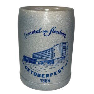 General Von Steuben Oktoberfest 1964 Gray Ceramic Beer Stein 0.5L Made In Wester